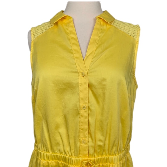 ELLE Shirtdress Eyelet Lace Sleeveless Lined Summer Goldfinch Yellow - Picture 7 of 9